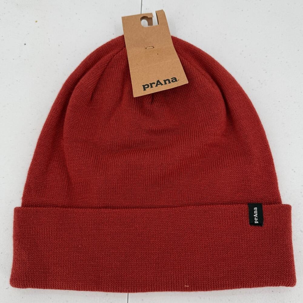 NWT prAna Flip It Beanie Hat, Unisex, One Size, Rust Red, 1972991